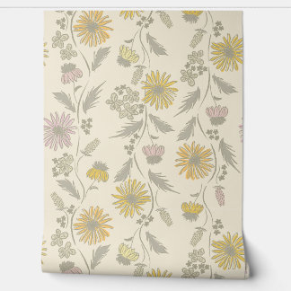 Papel Pintado Wildflower Stripes - Blush And Gray Green