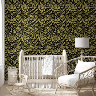 Papel Pintado William Morris Gold y Black Floral