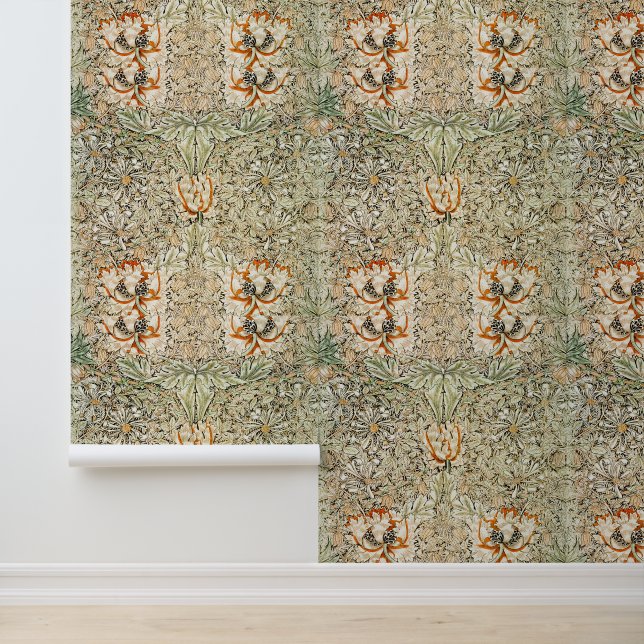Papel Pintado William Morris Honeysuckle Beige Patrón floral (Solicitud)