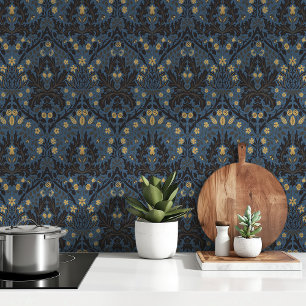 Papel Pintado William Morris Spring Thicket Midnight Blue Gold