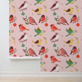 Papel Pintado Winter Christmas Birds Kids