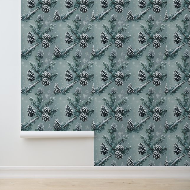 Papel Pintado Winter Wonderland Pine Forest Peel and Stick (Solicitud)