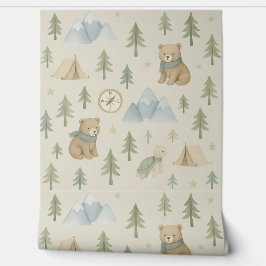 Papel Pintado Woodland Adventure boy Nursery Wallpaper Bears