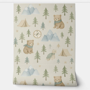 Papel Pintado Woodland Adventure boy Nursery Wallpaper Bears