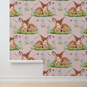 Papel Pintado Woodland Animals Deer Fawn Baby Nursery
