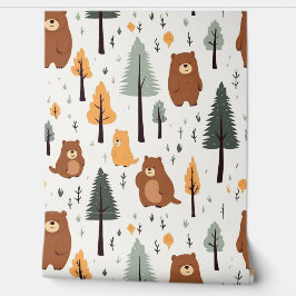 Papel Pintado Woodland Forest Animals Pattern Baby Nursery Room