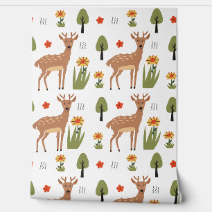 Papel Pintado Woodland Forest Animals Pattern Baby Nursery Room