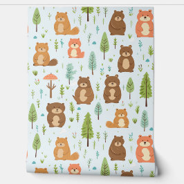 Papel Pintado Woodland Forest Animals Pattern Baby Nursery Room