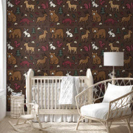 Papel Pintado Woodle Forest Doodle Animals Brown