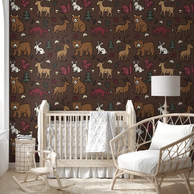 Papel Pintado Woodle Forest Doodle Animals Brown (Niños)