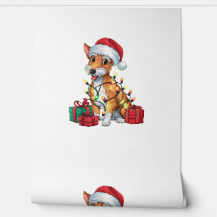 Papel Pintado Xmas de Fox Terrier Encendiendo Perro Terrier Sant