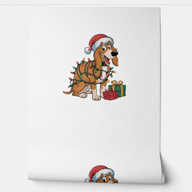 Papel Pintado Xmas Iluminación Santa Treeing Walker Coonhound Do (Desenrollar)