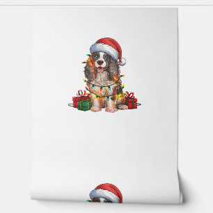 Papel Pintado Xmas Iluminando Santa Hat American Water Spaniel D