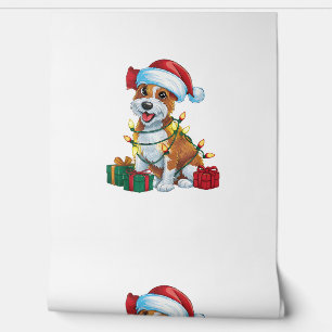Papel Pintado Xmas Iluminando Santa Hat Cardigan Corgi Dog C