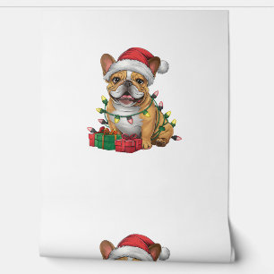 Papel Pintado Xmas Iluminando Santa Hat Navidades de Bulldog en 