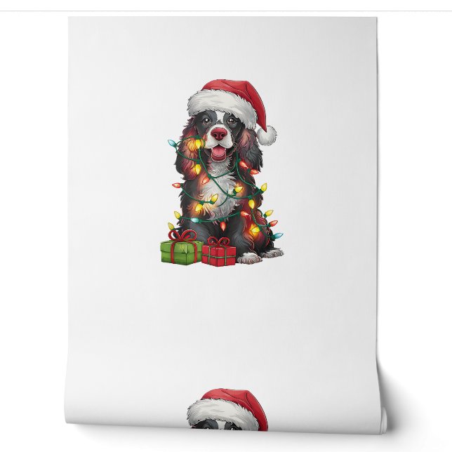 Papel Pintado Xmas Iluminando Santa Hat Welsh Springer Spaniel D (Desenrollar)