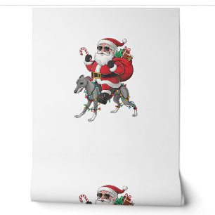 Papel Pintado Xmas Iluminando Santa Riding Perro de Greyhound C
