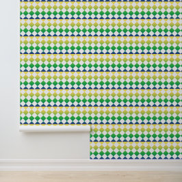 Papel Pintado Yellow Green Blue Checker Diamond Pattern