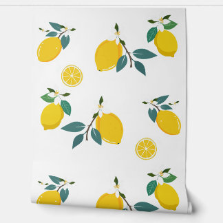 Papel Pintado yellow lemons branches
