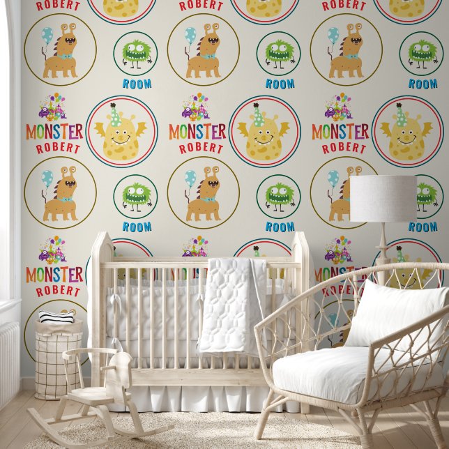 Papel Pintado Yellow Monster Kids' Rooms Child Name (Niños)