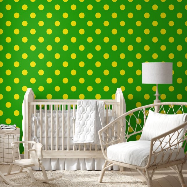 Papel Pintado Yellow On Green Polka Dots Pattern Design  (Subido por el creador)