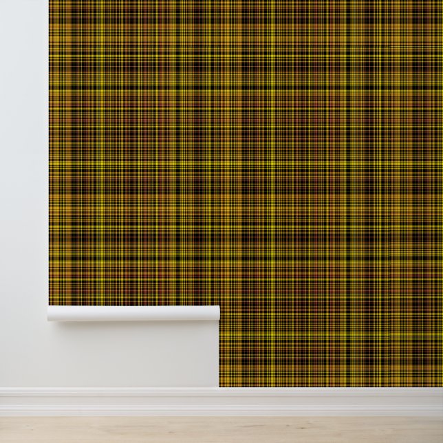 Papel Pintado Yellow Orange Black Plaid Pattern (Solicitud)
