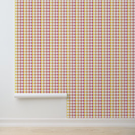 Papel Pintado Yellow Pink Checker Diamond Pattern