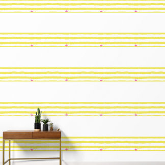 Papel Pintado Yellow stripes and a pink crown Wallpaper