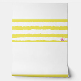 Papel Pintado Yellow stripes and a pink crown Wallpaper
