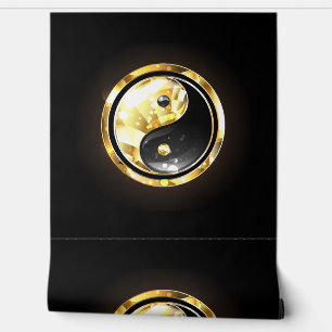 Papel Pintado Yin Yang dorado en negro