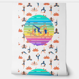 Papel Pintado Yoga retro en vibrante flujo de colores armoniosos