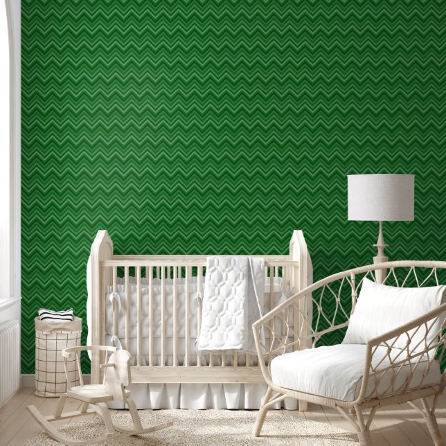 Papel Pintado Zag Zag verde moderno a rayas (Niños)
