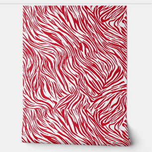 Papel Pintado Zebra de impresión roja moderna
