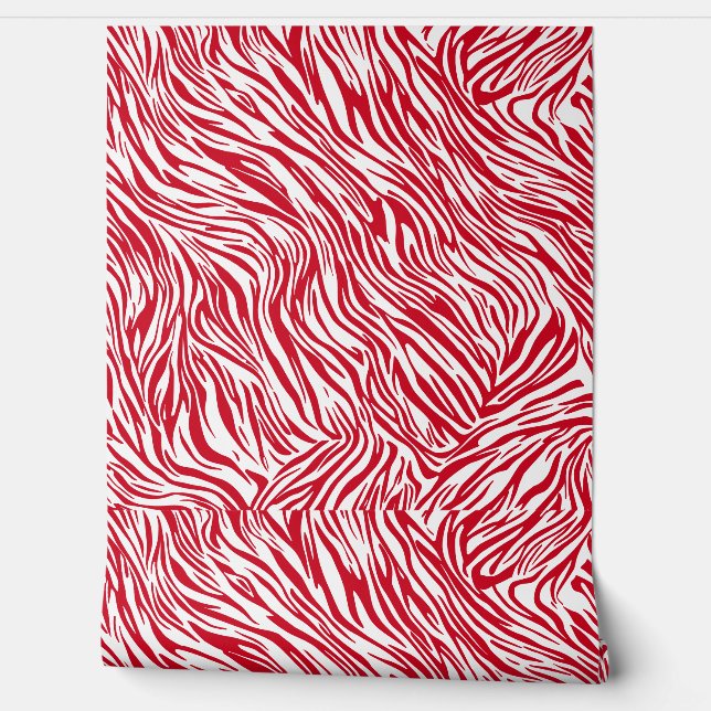 Papel Pintado Zebra de impresión roja moderna (Desenrollar)