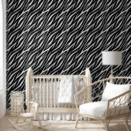 Papel Pintado Zebra Imprimir Guay Moderno Estilo Negro y Blanco
