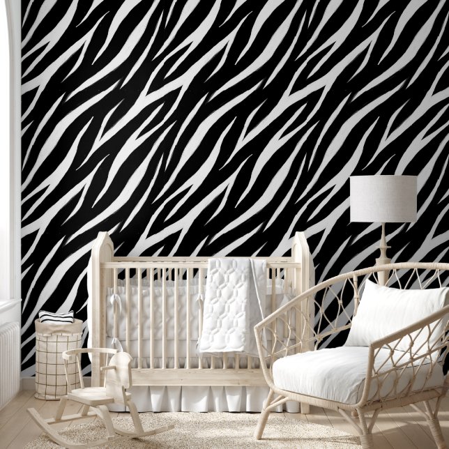 Papel Pintado Zebra Imprimir Guay Moderno Estilo Negro y Blanco (Niños)