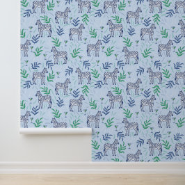 Papel Pintado Zebras y Martinis Blue