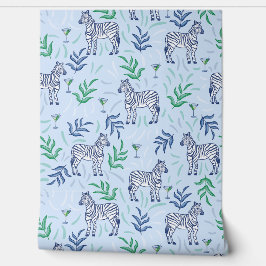 Papel Pintado Zebras y Martinis Blue