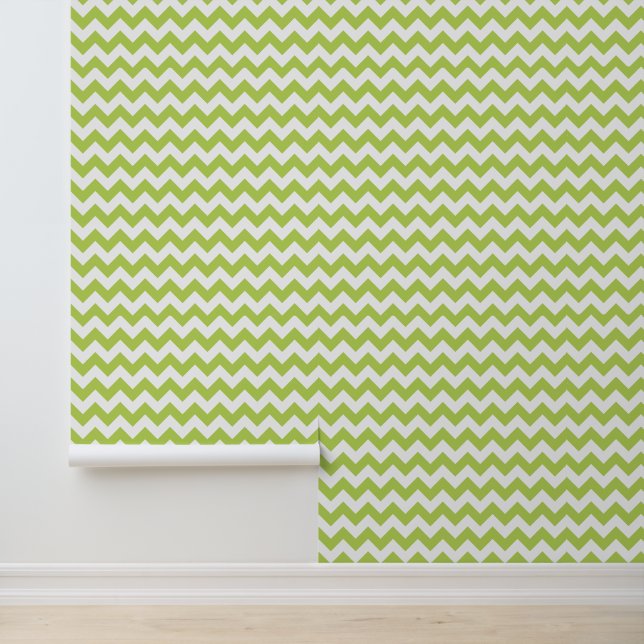 Papel Pintado Zigzag verde, Chevron verde, patrón geométrico (Solicitud)