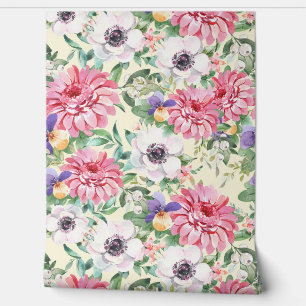 Papel Pintado Zinnias florales rosas pimientos blancos Pansies v