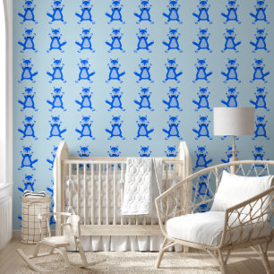 Papel Pintado Zorro Bebé Niño Azul Adorable