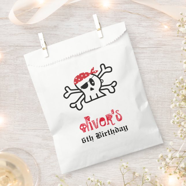 Papel Pirate Skeleton Boy fiesta de cumpleaños Bolsa de  (Cortado)