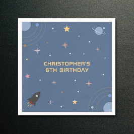 Papel Planetas y cohetes, servilleta de cumpleaños en el