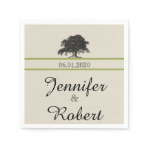 Plantación de robles en servilleta verde Boda