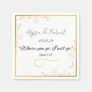 Papel Plantilla de servilleta de boda cristiana dorada R