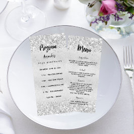 Papel plateado del menú del programa de cumpleaños
