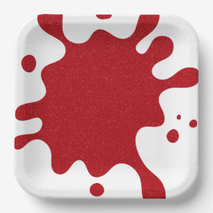 Papel Plato Blanco con Salpicaduras de Rojo Tomate Perso