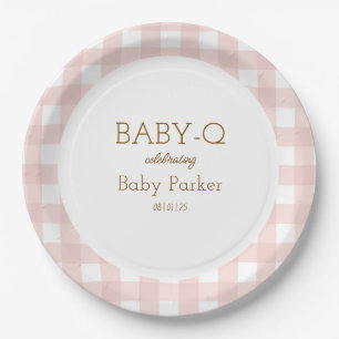 Papel Plato Circular Baby-Q de Gingham Rosa 2