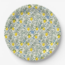 Papel Plato con patrón floral de limón y azul