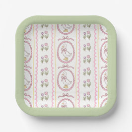 Papel Plato cuadrado para baby shower de Pink Goose